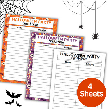 Preview of Halloween Party Editable Sign-Up Templates - Classroom Party Sheets