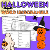 Halloween Party Game: Word Unscramble Worksheet & Answer Key
