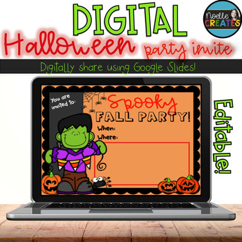 Preview of Halloween Party Invitation | DIGITAL | Editable | Share in Google Slides