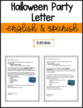 Preview of Halloween Party Letter (Editable / Spanish & English)