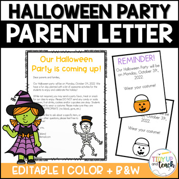 Preview of Halloween Party Letter to Parents