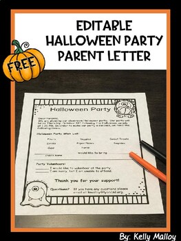 Preview of Halloween Party Letter to Parents Editable Freebie