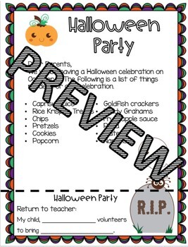 Preview of Halloween Party Fall Party Note / Letter English and Spanish