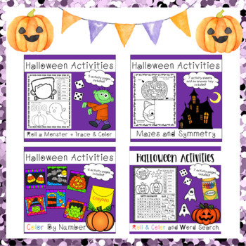 Halloween Party Saver Bundle - Worksheets, Craftivities, Movement ...