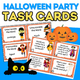 Halloween Party: Task Cards {Would you rather and Unscramb