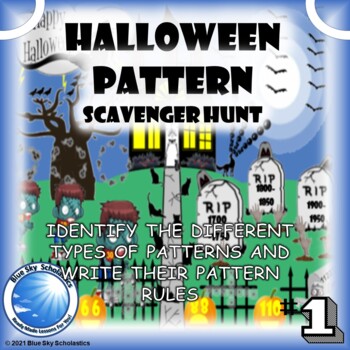 Preview of Halloween Pattern Scavenger Hunt Identify Growing, Shrinking, Repeating Patterns