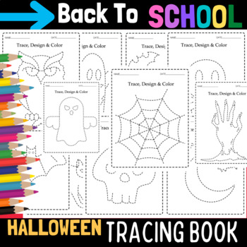 Preview of Halloween Pencil Control Coloring Pages, Spooky Characters Activity For Kids