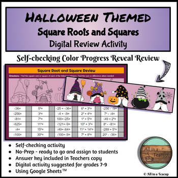 Preview of Halloween Adding Subtracting Square Roots & Radicals Review Digital Activity