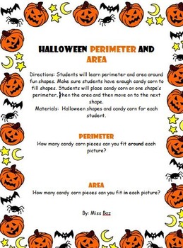 Preview of Halloween Perimeter and Area