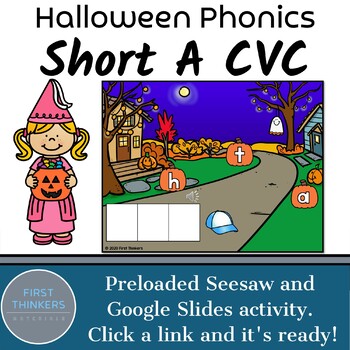 Preview of Halloween Phonics Activities Short A CVC Words Digital Resources Free