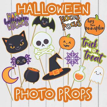 Preview of Halloween Photo Booth Props | Printable Fun Spooky Decorations with Quotes