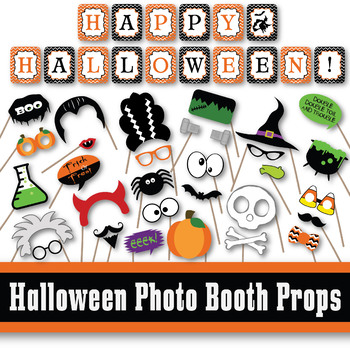 Preview of Halloween Photo Booth Props and Decorations - Printable