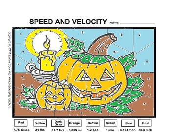 Preview of Halloween: Physical Science Color by Speed and Velocity