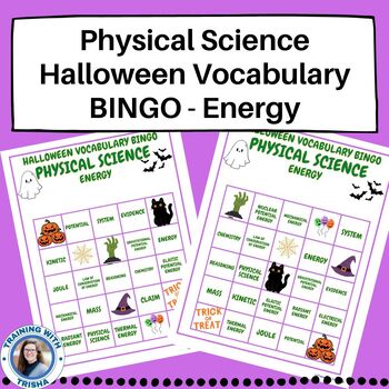 Preview of Halloween - Physical Science Energy Vocabulary BINGO