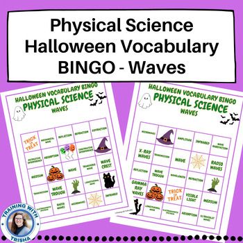 Preview of Halloween - Physical Science Waves Vocabulary BINGO