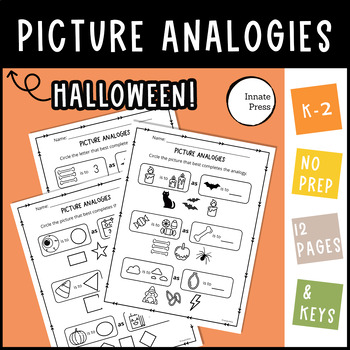 Preview of Halloween Picture Analogies Worksheets - Logic Puzzles Kindergarten 1st and 2nd