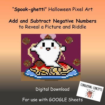 Preview of Halloween Pixel Art Math Add and Subtract Integers and Negative Decimals