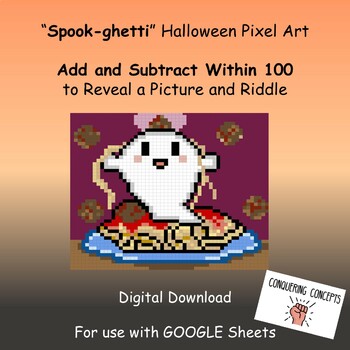 Preview of Halloween Pixel Art Math Add and Subtract Within 100