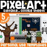 Halloween Pixel Art Template DIY Editable Digital Resource