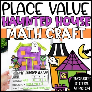 Preview of Halloween Place Value Activity | Haunted House Craft | Halloween Math Craft