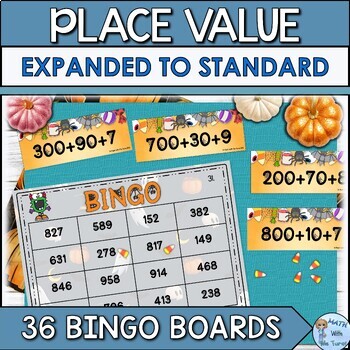 Preview of Halloween Place Value Bingo Game | Expanded to Standard Form