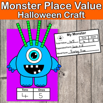 Preview of Halloween Place Value Craft | Monster Craft | Expanded Form 