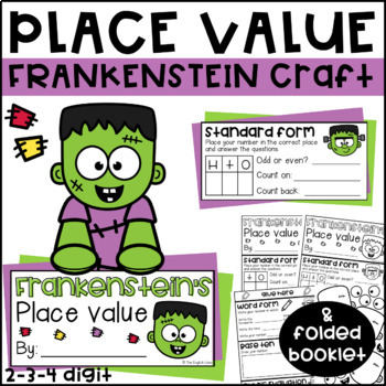 Preview of Halloween Place Value | Frankenstein Place Value Craft