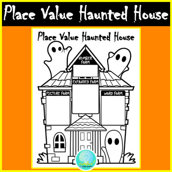 Preview of Halloween Place Value Haunted House Graphic Organizer Anchor Chart Poster Decor