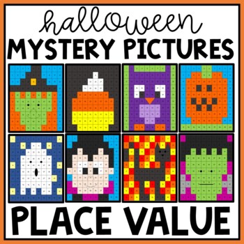 Preview of Halloween Place Value Hundreds Chart Mystery Picture Bundle