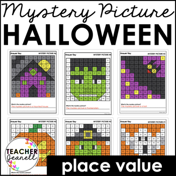 Preview of Halloween Place Value Mystery Picture | Halloween Math