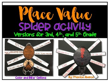 Preview of Halloween Place Value Spider Activity (for 3rd, 4th, and 5th Grade)