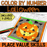 Halloween Place Value Worksheets - Halloween Math Color by