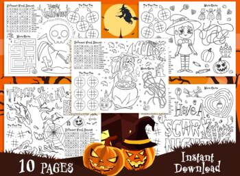 Halloween Coloring Paper Placemats (Set of 12)