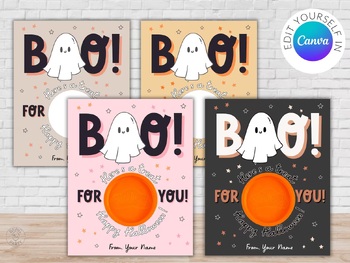 Preview of Halloween Play-Doh Card | BOO! Halloween Gift Tag | Canva Template Halloween Tag