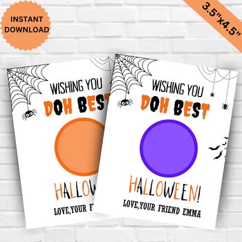 Preview of Halloween Play Doh Card Template, Printable Wishing You Doh Best Halloween