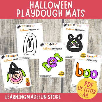 Preview of Halloween Play Dough Mats Preschool Centers Fine Motor Skills Party Favors