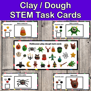 Preview of Halloween Play dough  Task Cards / STEM Challenge 