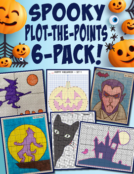 Preview of Halloween Plot the Points 6-pack - Coordinate Pair Graphing - Spooky and Fun!