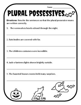 Halloween Plural Possessives Halloween Possessive Noun Worksheets