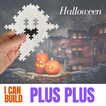 Preview of Halloween Plus plus blocks activity /Kindergarten Math Center STEM Morning Bin