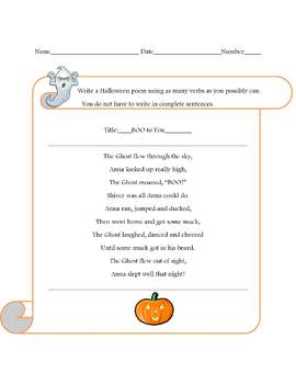 Preview of Halloween Poem Template