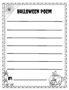 Preview of Halloween Poem Writing Template Freebie