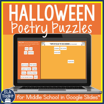 Preview of Halloween Poems Close Reading & Analysis | Drag & Drop Digital Halloween Poetry