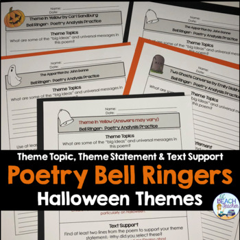 Preview of Halloween Poetry Analysis Writing Prompts or Bell Ringers