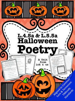 Preview of Halloween Similes Metaphors Fall Poetry PDF Google Docs Common Core L4.5a L5.5a