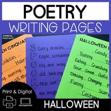 Halloween Poetry Writing Pages Print and Digital