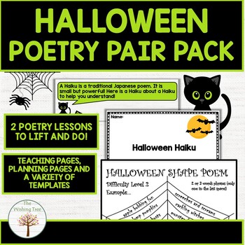 Preview of Halloween Poetry Writing Pair Pack No Prep Haiku and Shape Poem