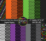 Halloween Polka Dots on Black Digital Papers | Commercial 