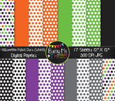 Halloween Polka Dots on White Digital Papers | Commercial 
