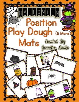 Preview of Halloween Position Words Play Dough (and More) Mats PLUS Recipes!